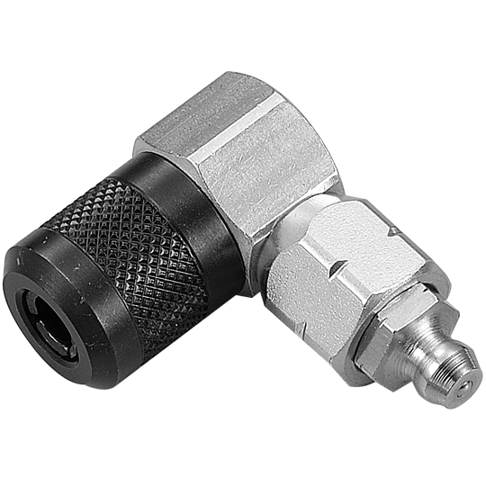 90 Degree 4-Jaw Grease Coupler w/ Zerk Fitting